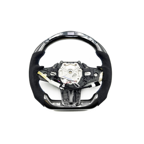 (PREORDER) G SERIES RACE GLOSS CARBON FIBER STEERING WHEEL WITH LED DISPLAY (G80 M3, G82 M4) HEATED