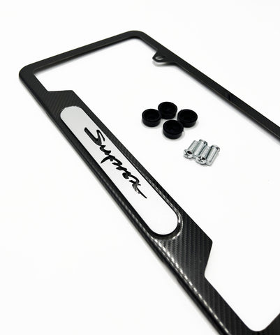 SUPRA CARBON FIBER LICENSE PLATE FRAME ( STAINLESS SUPRA LOGO )