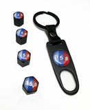 B58 TIRE VALVE CAPS, SET OF 4 WITH KEY CHAIN