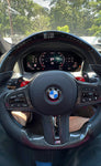 G SERIES RACE GLOSS CARBON FIBER & LEATHER STEERING WHEEL WITH LED DISPLAY (G80 M3, G82 M4) HEATED