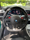 G SERIES RACE GLOSS CARBON FIBER & LEATHER STEERING WHEEL WITH LED DISPLAY (G80 M3, G82 M4) HEATED