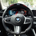 G SERIES RACE GLOSS CARBON FIBER & LEATHER STEERING WHEEL WITH LED DISPLAY (G80 M3, G82 M4) HEATED